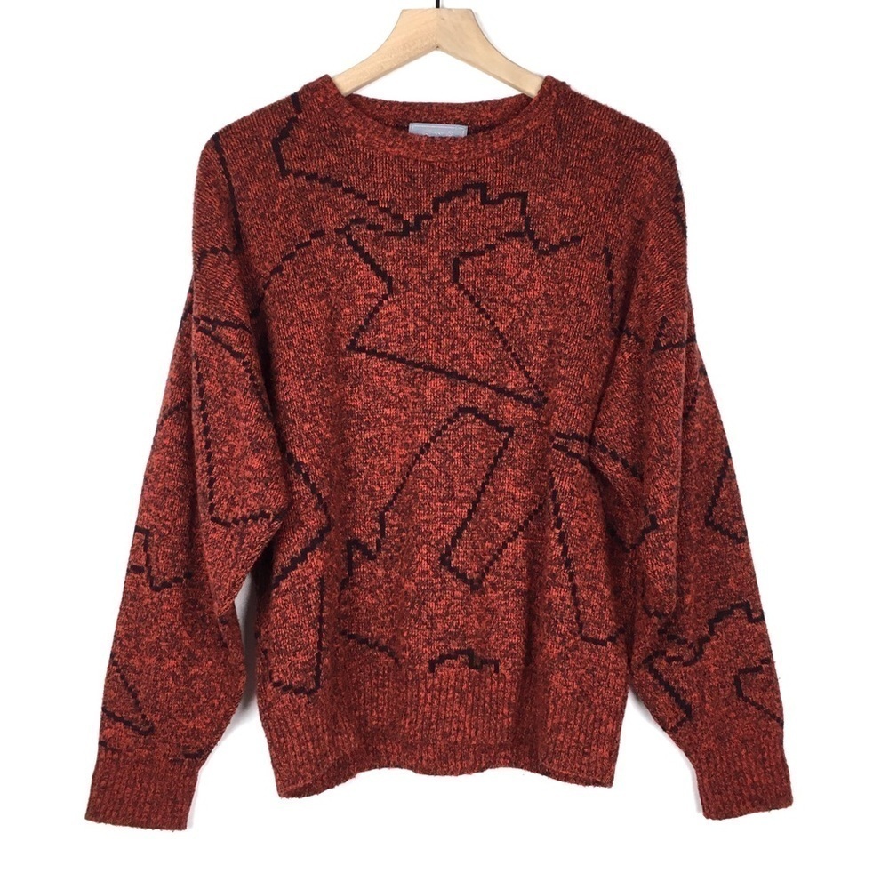 VINTAGE Oversized Sweater Le Tigre Geo Abstract 80s 90s Mod Retro Size Large